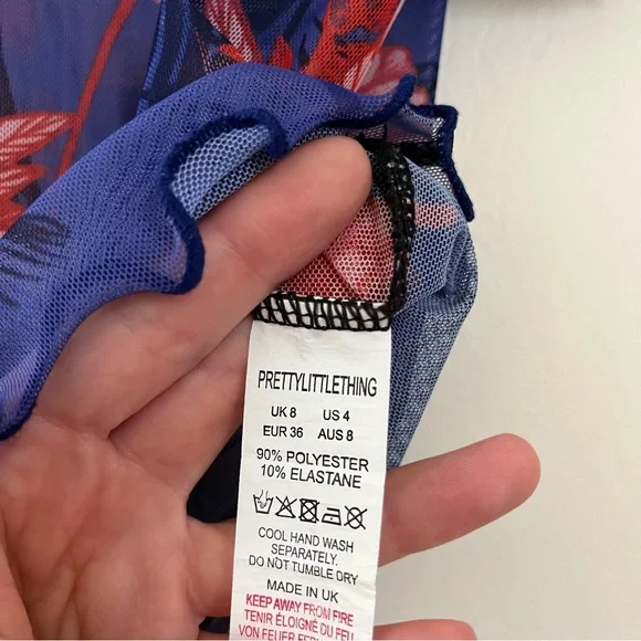 Pretty Little Thing Mesh Oriental Crop Top, Size 8 - Picture 6 of 6